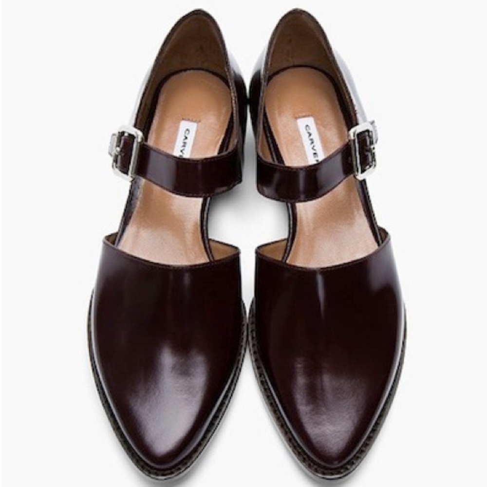 Carven Tentastic Brown Leather Buckle Shoes Size EU 38